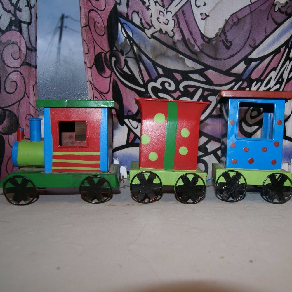 handpainted metal train set
